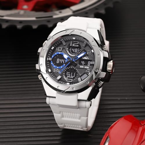 Image of V2A Styrke 5110 Analog Digital Watch for Men | Hybrid Multi Display Dial | Alarm Stopwatch Day Date 12 /24 Hr | TPU Strap | 30M Water Resistant