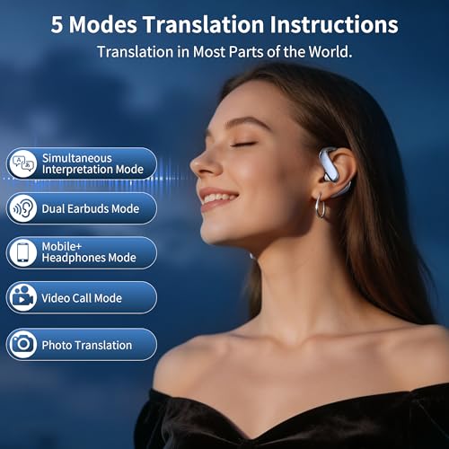 Image of Real-Time Translation Earbuds, 198+ Languages Two-Way Translating, Audifonos Traductores Ingles Espanol, 4-in-1 Translator Headphones for Travel, Business & Learning - Space Grey