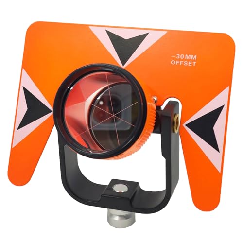 Image of Single Frame Prism Surveying Tilt Prism with Range Tester Target Plate Tilting and Swiveling Holder for Nikon Total Station, Offset 0 /-30mm, 5 /8 inch-11 Female Thread (Orange & Black /White Triangular)