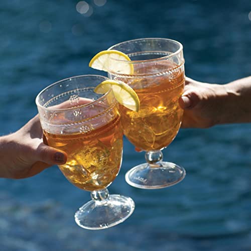 Juliska - Isabella Acrylic Goblet Glasses, Acrylic Glass - Unbreakable, Clear Acrylic, Embossed Drinking Glass #TOP4