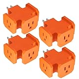 Maxxima Heavy Duty 3 Grounded Multi Outlet Adapter Wall Plug, Turn One Outlet Into 3, Orange Commercial Outlet Splitter (Pack of 4)