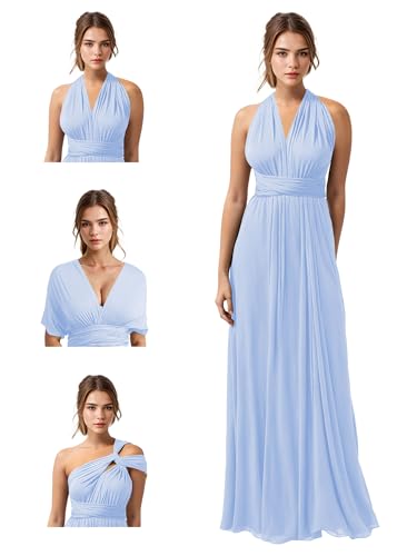 Image of JAEDEN Bridesmaid Dresses Multiway Convertible - Long Bridesmaid Dresses Chiffon Pleat 2026