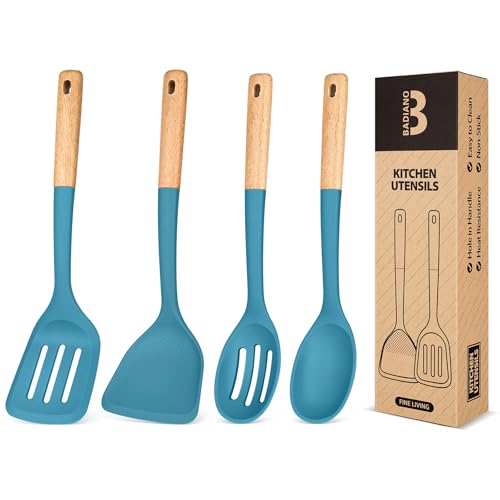 Silicone Cooking Utensils Set, Perfectly Angled for Frying, Mixing,Serving,Draining,Turning and...