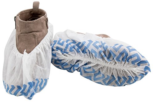 Disposable Non Slip Shoe Cover Booties | Extra Thick, Water Resistant Polypropylene Shoe Guards | Indoor-Outdoor Shoe Protectors Perfect for Medical Use, Housekeeping, Real Estate | 100 Count