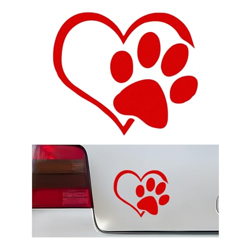 SHMZK Pet Dog Paw Print Car Decal, 4.6"×3.7" Love Heart