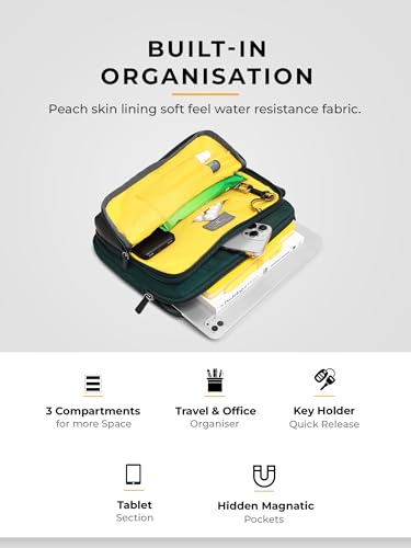 Image of EUME Workport Tablet Sling Bag for Men | Office Bag for Men & Women | With Padded Compartment | Vegan Leather & Nylon Fabric | Fits MacBook Air 13 inch, iPad 7L & Tablets Up to 13 inch