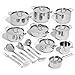 Lagostina Sfiziosa 18/10 Stainless Steel 24 Piece 3-Layer Lagoseal Plus Base Saucepan Set with 5 Casseroles, 3 Pots Milk Pan, 8 Lid, 7 Kitchen Utensils