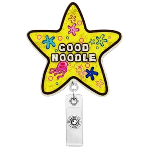 Funny Nurse Badge Reel, Good Noodle Badge Holder with Retractable Clip, Cute Acrylic ID Badge Reel with Alligator Clip and Swivel, RN LPN CNA MA Nursing Student Teacher Doctor, Nurse Gifts