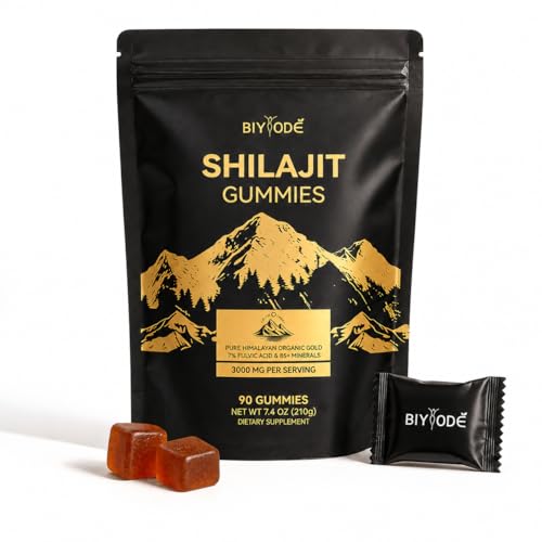 Shilajit Gummies: Pure Shilajit Himalayan Rich in Ashwagandha Gaulshura Fulvic Acid 85 Micronutrients Suitable for Men and Women No Added Sugar Non-GMO 100% Natural Organic 90 Gummies