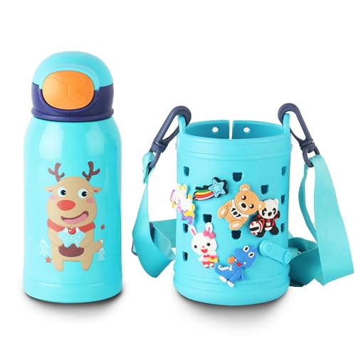 Image of Cello Joytron Kids Flask | Stainless Steel Keeps Drinks Cool or hot for an Extra Long time | Double Walled Vacuum Insulated Technology | Leak Proof lid | 550ml, Blue