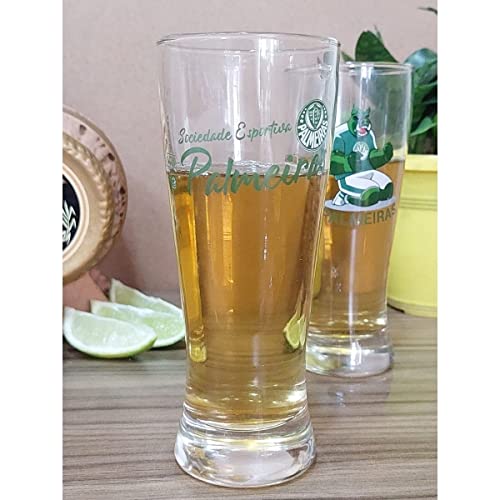 Kit 2 copo vidro Tulipa cerveja 300ml Palmeiras presente