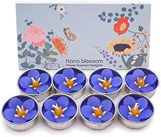 8 Handmade Forget Me Not Scented Tealights Scented with Neroli Essential Oil in a Botanical Gift Box