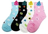 JJMax Women's Fancy Poo Emoticon Emoji Poop Silly Fashion Crew Socks Set, Fancy Poo, One Size