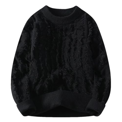 Men's Loose Casual Solid Color Round Neck Knitted Street Sweater
