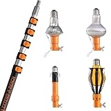 5-30 ft Telescopic Light Bulb Changer for High Ceilings // Light Bulb Remover Tool High Ceilings Kit with Suction Cups, Basket and Microfiber Cloth // 36ft High Reach Light Bulb Changer with Pole