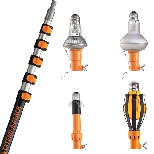 5-30 ft Telescopic Light Bulb Changer for High Ceilings // Light Bulb Remover Tool High Ceilings Kit with Suction Cups, Basket and Microfiber Cloth // 36ft High Reach Light Bulb Changer with Pole