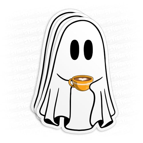 Pegatina de café fantasma de vinilo, el detalle de Halloween perfecto para amantes del café 2
