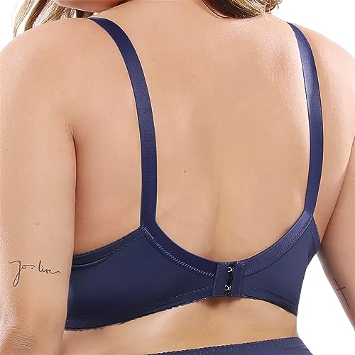 ARTGOS Plus Fat Plus De Large Cup Thin Section Sexy Bra Lace Ladies Underwear Navy Blue