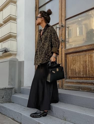 utcoco Womens Fashion Leopard Print Casual Jackets Button Down Shacket Outerwear Fall Outfits for Women 20252