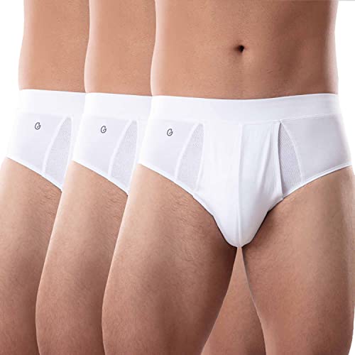 Image of GLOOT Men's Cotton Relaxed Solid Briefs (Pack of 3) (GLUCTIEBR01 White P3