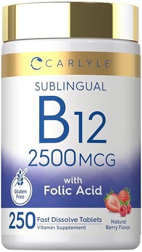 Carlyle Vitamin B12 Sublingual 2500 mcg | 250 Fast Dissolve Tablets