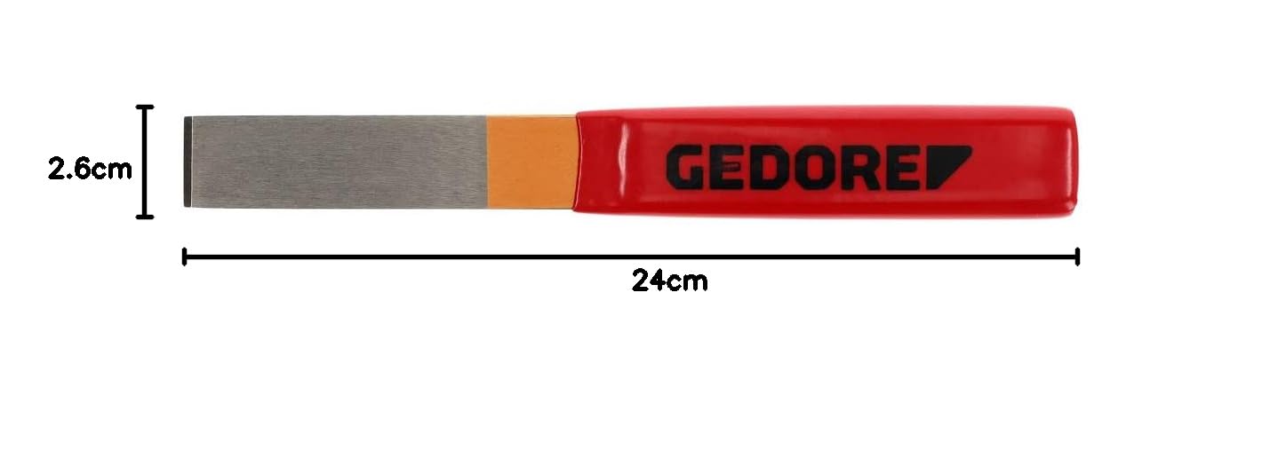 GEDORE Scalpello Elettricista, Scalpello Muratore, con Impugnatura di Plastica, Angolazione Punta 60°, Punta Larga 26 mm, Lungo 240 mm, Acciaio Temprato, 104 P
