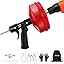 35 FT Double Mode Drain Snake Tools, 11-in-1 Drain Auger Sink Drain Unblocking Plumbing Snake Kitchen Bathrom Shower Sink Snake Real Dyis Red - View #11