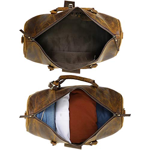 Handmade Leather Duffel Bags For Men - Airplane Underseat Carry On Travel Luggage By Rustic Town (Yellowish Brown)