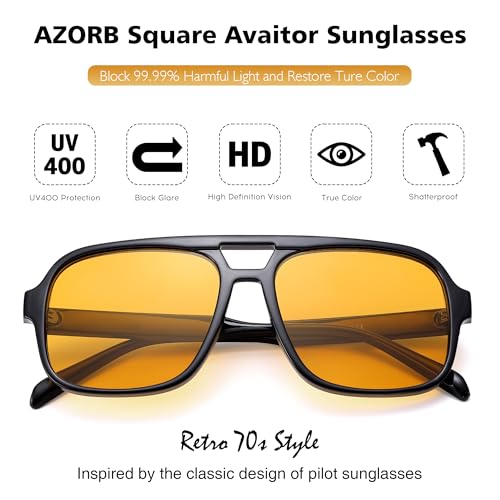 AZorb Vintage Square Sunglasses for Women Men,Trendy Aviator Sunglasses Women,UV400 Protection4