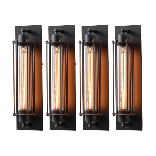 Image of mirrea 18-Inch Industrial Outdoor Wall Light Sconce, Matte Black, Set of 4