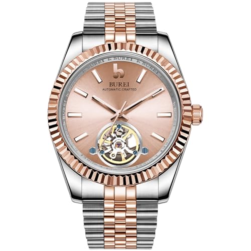 Image of BUREI Men's Classic Luxury Watch Stainless Steel Waterproof Machine Watch Fashion Double Watches Date Sapphire Crystal