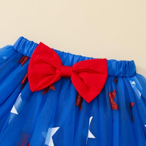 Image of Toddler Girl 4th of July Outfit American Flag Shirt+ Star Tutu Skirt Independence Day Clothes