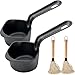 IPROUDER Cast Iron Sauce Pan and Basting Pot with BBQ Mop Brushes - Cast Iron Small Sauce Pots 2 Pcs for Grilling, Melting, Camping Cooking & Stoves - Mini Pot for Butter Melter