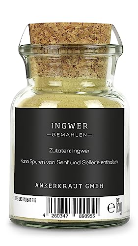 Ankerkraut Ingwer, gemahlen, Ingwer-Pulver, 65g im Korkenglas