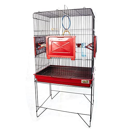 Gaiola Viveiro Pássaro Confort Triplex + Bolsa Transporte Jelplast (Preto/Vermelho)