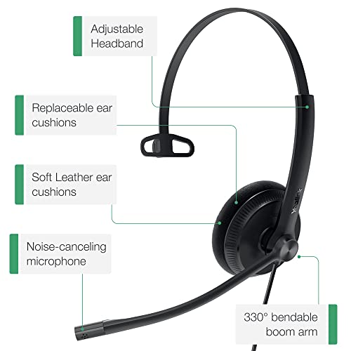 Yealink Phone Headsets for Office Phones YHS34 Lite QD to RJ9 Wired Headset Compatible with Poly Avaya Snom Grandstream Phones Desk Landline Headset with Microphone -Mono/72g/2.1m Cable - Image 4