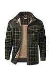 NEWHALL Men's Plaid Long Sleeve Flannel Lined Buttoned Shirt, Winter Windproof and Warm Jacket 3XL D