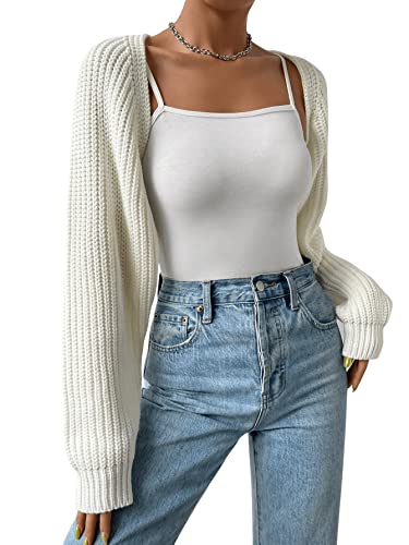 Verdusa Women's Y2k Cropped Cardigan Sweaters Lightweight Knit Open Front Bolero Shrugs Spring Fall Outfits4