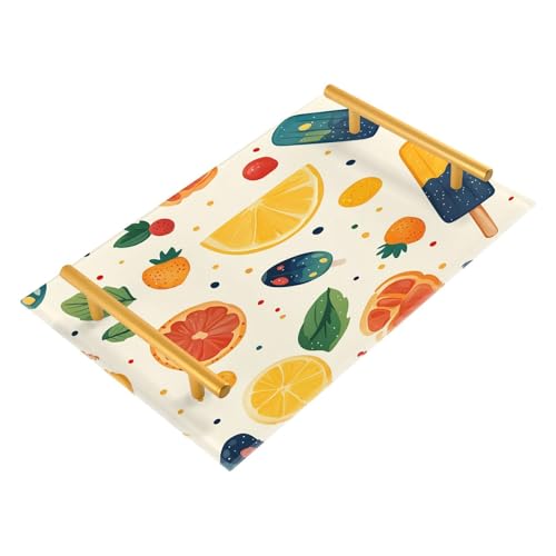 GUIJI Colorful Ice Cream Acrylic Tray, Perfume Cosmetic Jewelry Decorative Trays Bathtub Organizer, Living Room Kitchen Serving Tray with Gold Handles