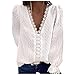 Camicetta in pizzo ricamato per donna Camicia in chiffon con scollo a V profondo tinta unita Top moda casual sexy