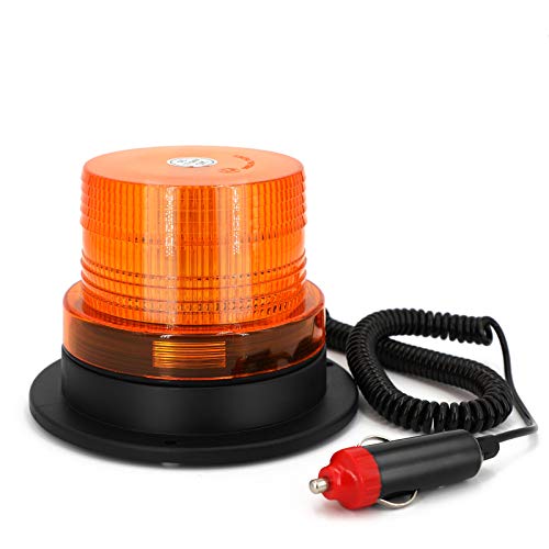 LED Beacon Light,12V-24V Magnetic Amber Strobe Warning Lights with 9.5ft Cord, Flashing Safety Light for Forklift Tractor Truck Vehicles Golf Carts UTV Car Bus