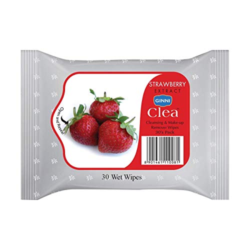 GINNI CLEA Wet Wipes, Cleansing & Makeup Remover Wipes, Wet Tissues for Face Moisturizing With Strawberry Fragrance (Pack of 3)