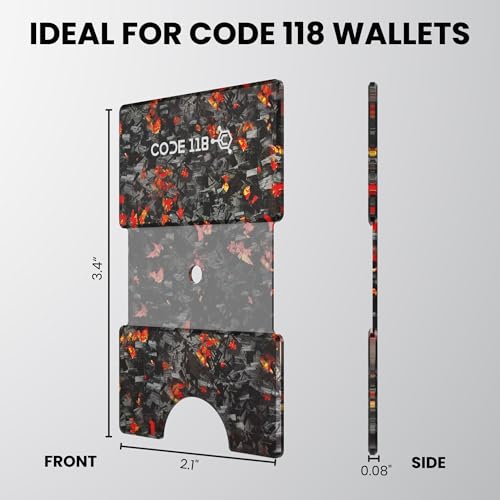 Image of CODE 118 Modular Backplate - Slim Minimalist Aluminum Wallet Accessory - Expandable Cash & Business Card Holder Expands Storage up to 8 cards, Wallet not Included (Anodized Red Forged Carbon)