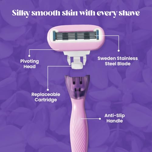 Image of Hyuman SilkShave Body Razor Combo 1 Cartridge Blades /Refill, Aloe Vera + Vit E Lubricated Catridge, Easy hair Removal | Women