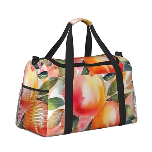 Colorful Peach Watercolor Design Travel Duffel Bag Lightweight Waterproof Carry On Tote Bag Foldable Weekender Overnight Bags Sport Gym Bag For Women Men3