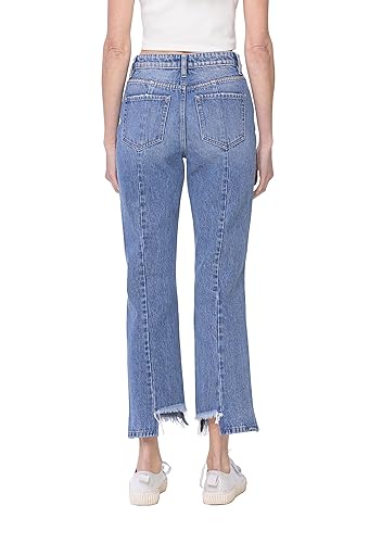VERVET, High Rise Regular Straight Jeans, Medium Blue3