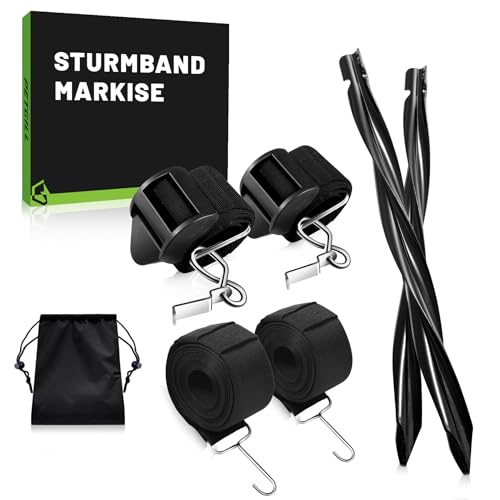 PETGILL Kit de sangles tempête pour auvent Thule Omnistor (convient pour les auvents de sécurité contre les tempêtes) – Sangle tempête pour auvent, bandes tempête pour auvent, caravanes, kit de