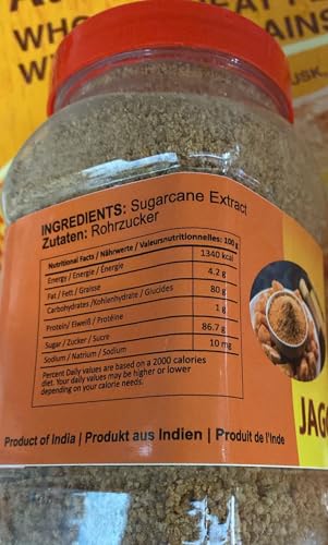 Vollrohrzucker aus Maharasht Panela-Zucker natürliche Zucker Pure Jaggery Powder Brauner Zucker 2 x 500g
