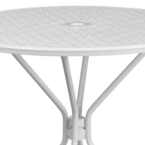 Image of Flash Furniture 35.25 inch Round Patio Table with Umbrella Hole, White