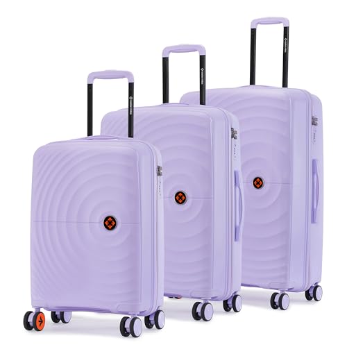 Image of Nasher Miles Seattle Hard-Sided Spinner Polypropylene Luggage Set of 3 Pastel Purple Trolley Bags|Suitcase Set(55, 65 & 75 cm)